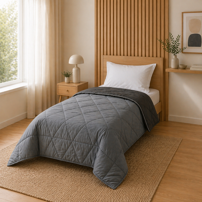 Fountain Grasses - SINGLE BED REVERSIBLE COMFORTER (Grey)