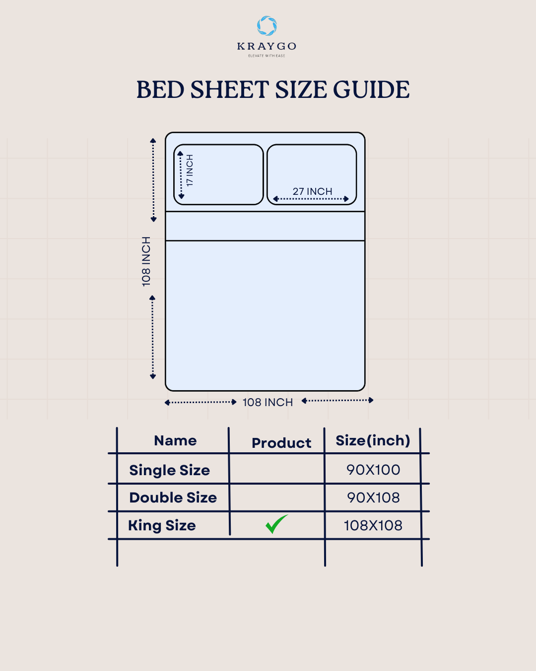 size guide for king size bedsheet