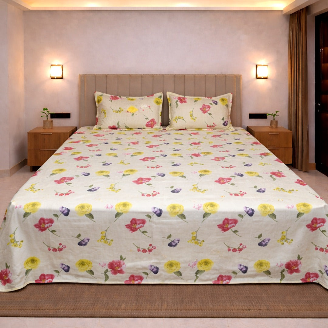 This lime yellow cotton feel bedsheet king size 108x108 is perfect for summer with a soft breathable feel