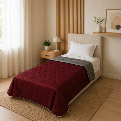 Fountain Grasses - SINGLE BED REVERSIBLE COMFORTER (Maroon Grey)