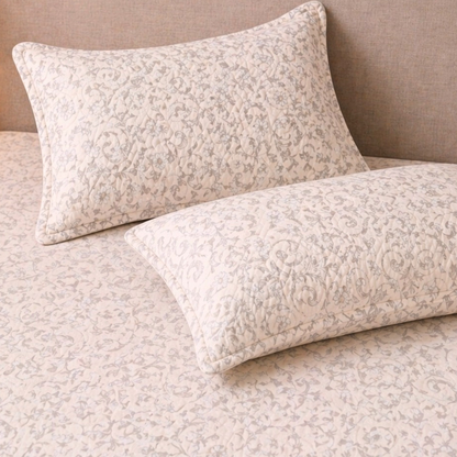 neutral cotton feel bedsheet fabric close up soft breathable texture minimal design 180 GSM with pillow cover detail
