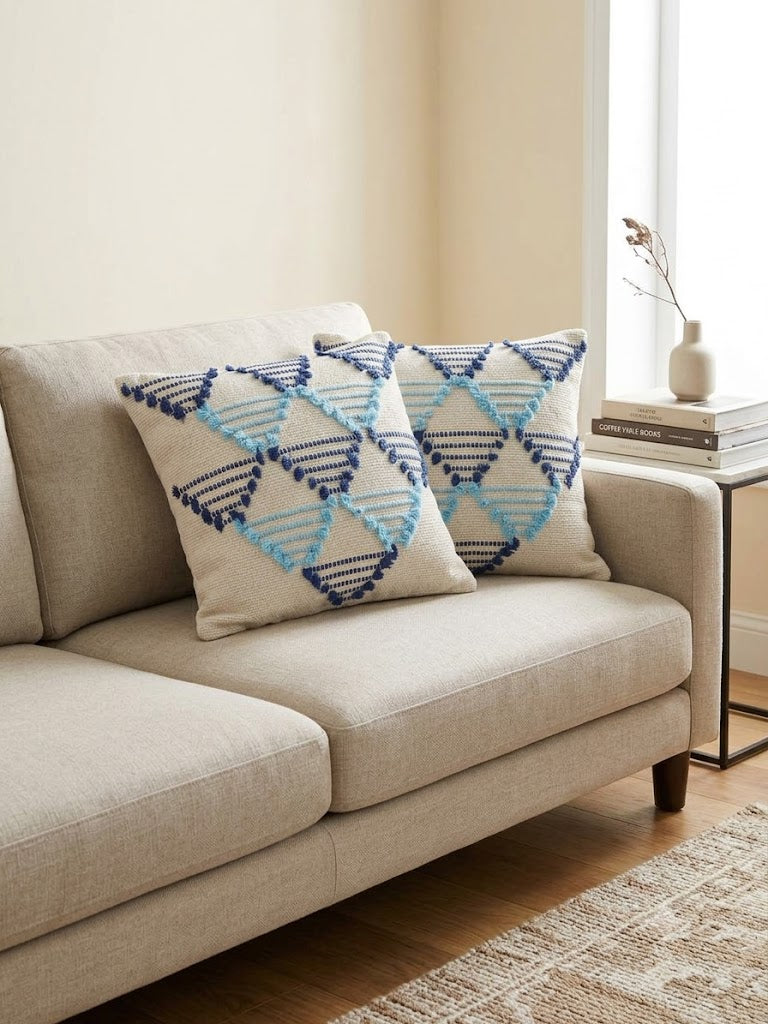 Cushion Cover Set | Blue Pyramid
